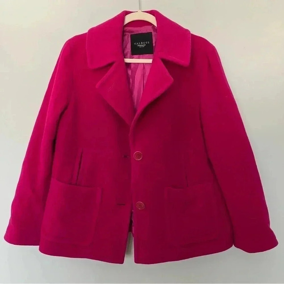 Talbots  hot pink wool blend jacket coat - Picture 1 of 5